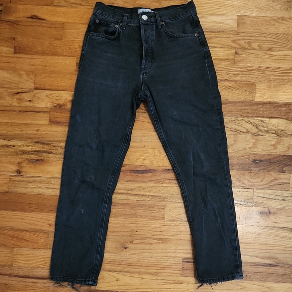 Agolde Charcoal Denim Riley Jeans - Picture 1 of 5
